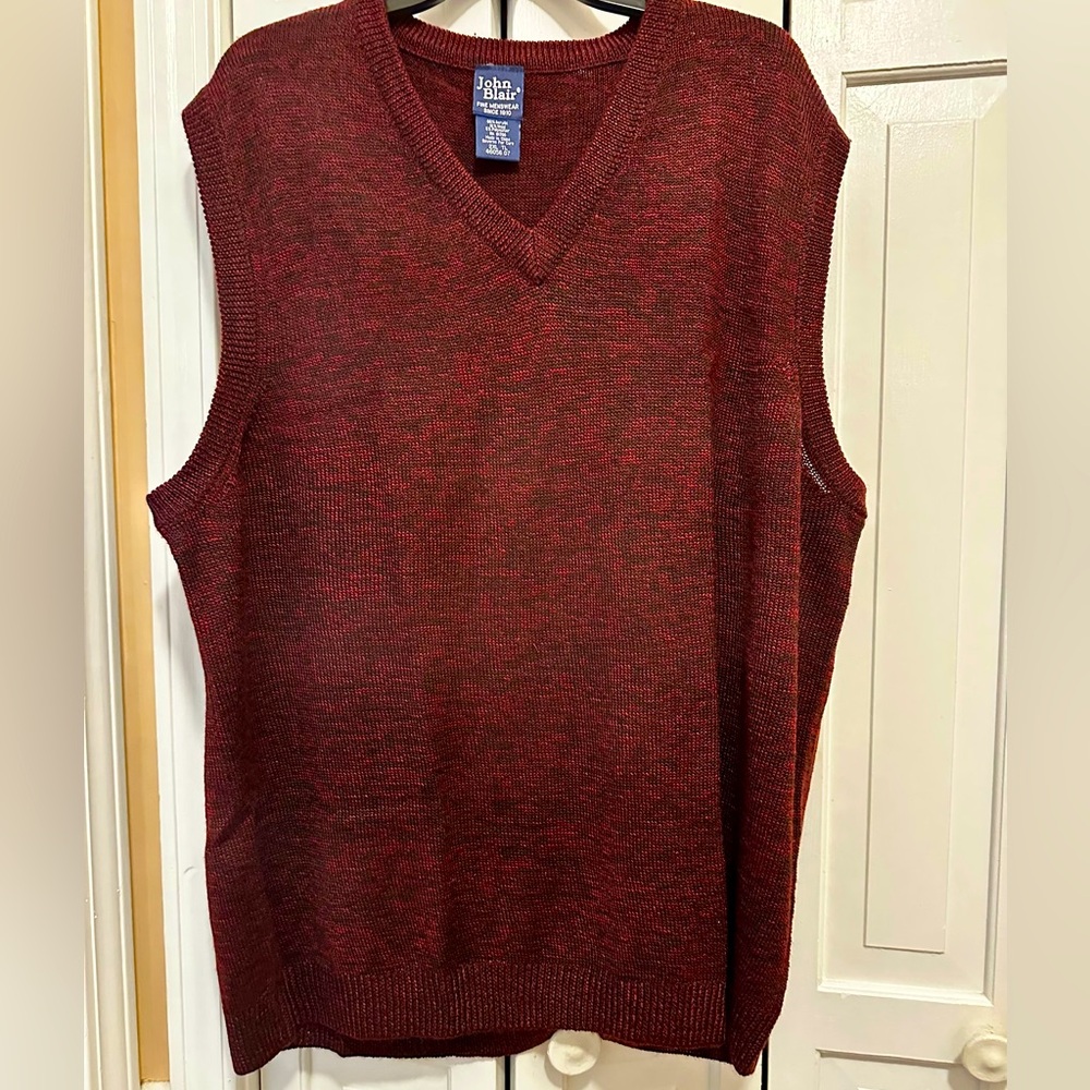 John Blair Men's Maroon vintage V-Neck Sweater Vest 2xl tall grandpacore acrylic